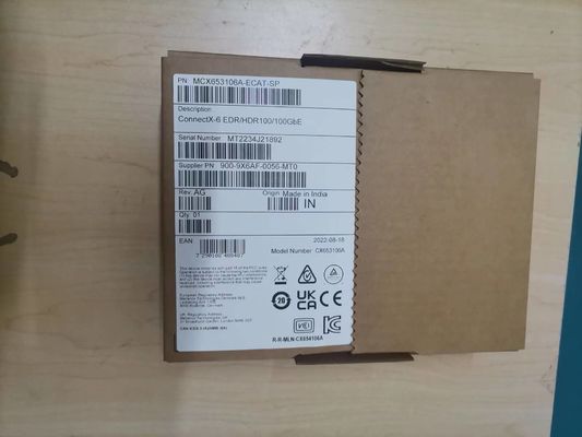 100g HDR Infiniband Mellanox 100gb Nic واجهة الشبكة QSFP56 MCX653106A-ECAT