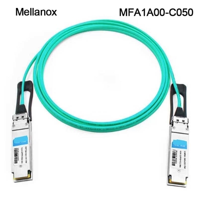 QSFP LSZH Mellanox AOC كابل بصري نشط MFA1A00-C050 100GbE 50m جديد وأصلي
