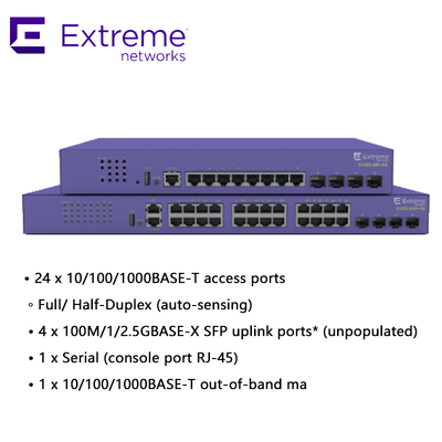 كامل نصف مزدوج 802.3at Poe X435 Extreme Network AVB Switch 24T-4S 48 منافذ 216 جيجابت في الثانية