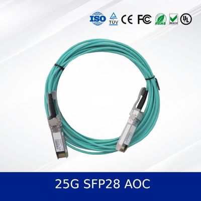 25G SFP28 AOC 3m كابل بصري نشط 100m الوصول ، طاقة منخفضة ، تشخيص رقمي