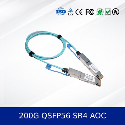 وحدة الإرسال والاستقبال الضوئية 200G QSFP56 SR4 AOC كابل 3 متر لـ 200G إيثرنت OM4 MMF، طاقة منخفضة، متوافقة مع CMIS