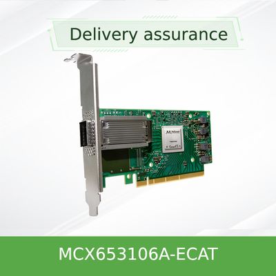 100g HDR Infiniband Mellanox 100gb Nic واجهة الشبكة QSFP56 MCX653106A-ECAT