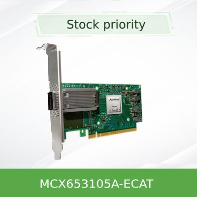 بطاقة شبكة Mellanox Nic Card ConnectX-6 100GbE ذات منفذ واحد، رقم المخزون MCX653105A-ECAT