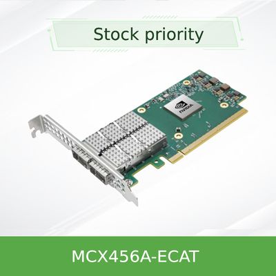 بطاقة محول انفيني باند/إيثرنت Connectx-4 الأصلية الجديدة من Nvidia MCX456A-Ecat