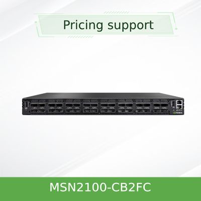 MSN2100-CB2FC مفتاح Nvidia Spectrum 100 جيجابايت 1u سرعة قصوى 1 جيجابايت Cumulus Linux 16 منفذ Qsfp28 2 مزود طاقة تيار متردد X86 ثنائي النواة عمق قصير تدفق هواء P2c