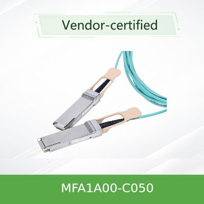 QSFP LSZH Mellanox AOC كابل بصري نشط MFA1A00-C050 100GbE 50m جديد وأصلي