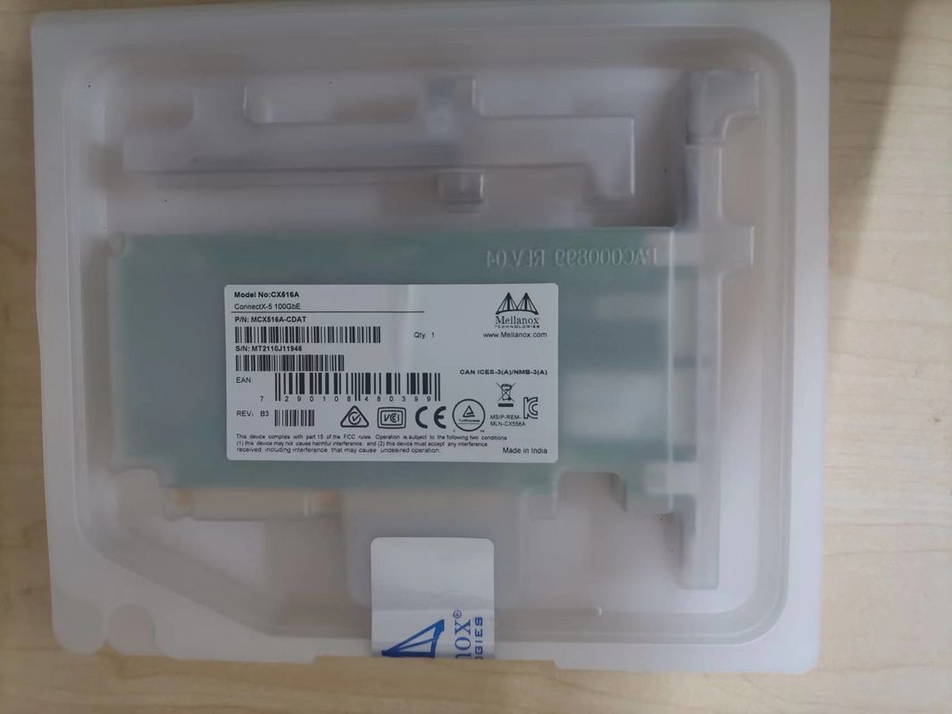منفذ مزدوج QSFP28 ميلانوكس 100gbe محول ورقة بيانات بطاقة الشبكة MCX516A-CDAT PCIe 4.0 X16 طويل القوس