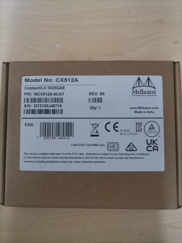 MCX512A-ACAT Mellanox ConnectX-5 EN بطاقة واجهة الشبكة 10/25GbE منفذ مزدوج SFP28