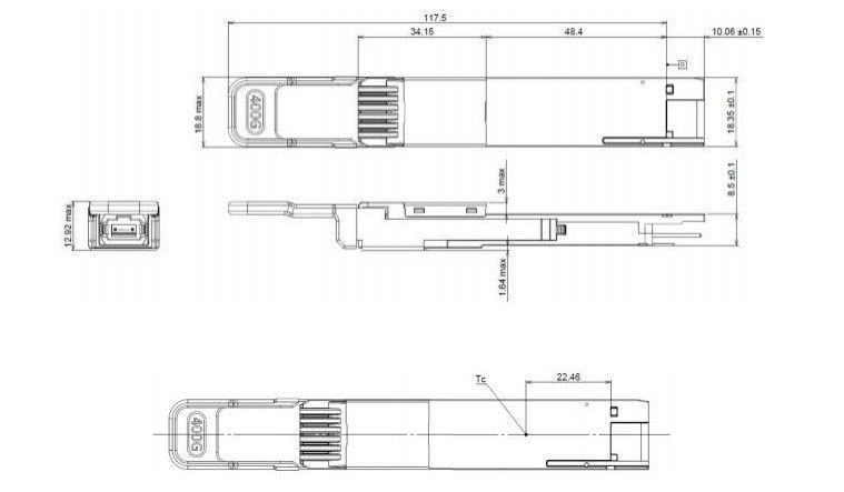 400G DR4 QSFP Hot Plug Transceiver MPO 12- Interface DD شبكة استهلاك متوافقة مع MSA 400Gbps Ethernet/InfiniBand