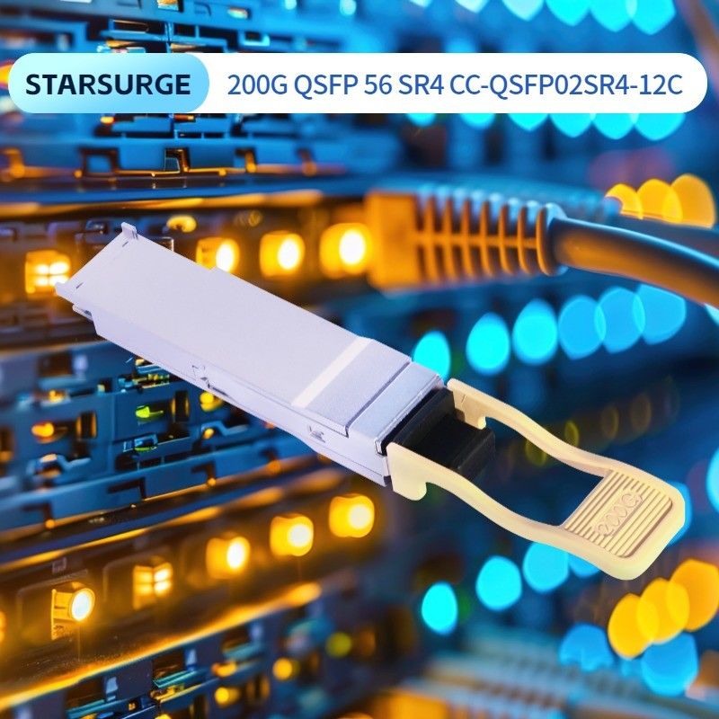 حل اتصال مركز البيانات 200G QSFP56 SR4 جهاز استقبال بصري مع مسافة إرسال 100m على ألياف OM4