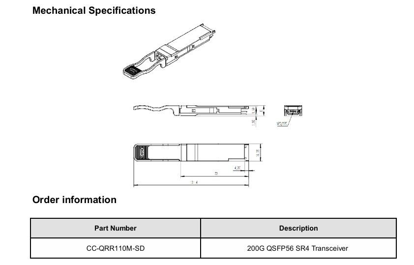 حل اتصال مركز البيانات 200G QSFP56 SR4 جهاز استقبال بصري مع مسافة إرسال 100m على ألياف OM4