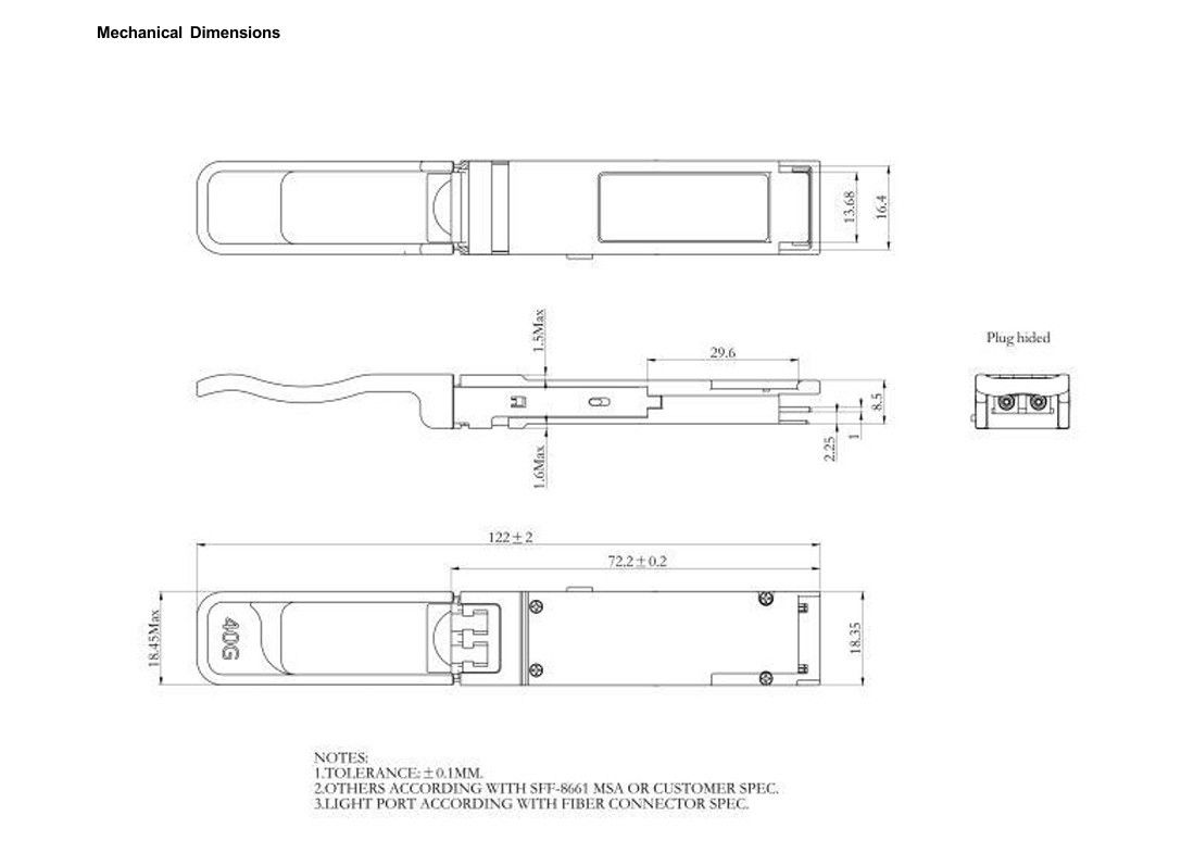 40 جيجابايت / ثانية QSFP وحدات البصرية متعددة الأوضاع BIDI 850/908nm جهاز الاستقبال البصري شبكة LC IP مزدوجة تصل إلى 70m على OM3 100m على OM4