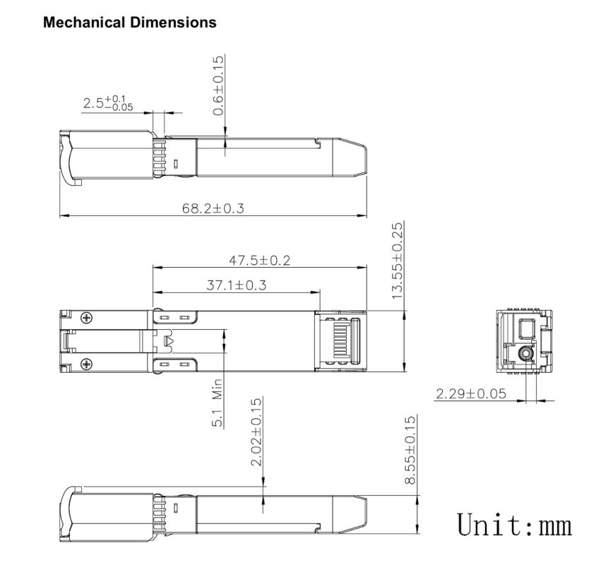 حلول الشبكات السلسة مع وحدة ناقل البصري ثنائي الاتجاه SFP 10Gb / s و OTU2 / OTU2e في مدى يصل إلى 80km