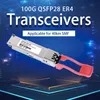 100 جرام جهاز إرسال واستقبال بصري Qsfp28 Lr4 Er4 Zr4 10 كم 20 كم 40 كم 60 كم 80 كم وحدة نمط واحد متعدد الأنماط ليف مزدوج LC/MPO