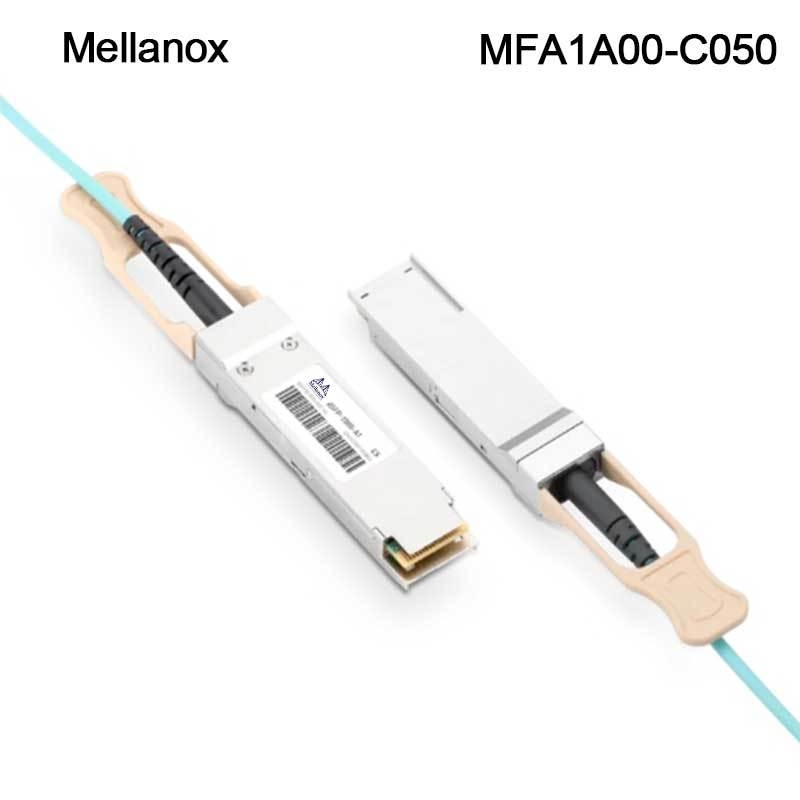 QSFP LSZH Mellanox AOC كابل بصري نشط MFA1A00-C050 100GbE 50m جديد وأصلي