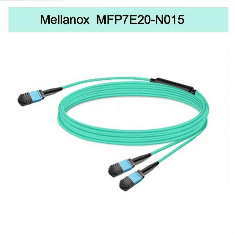 Nvidia Mellanox 100% منتجات أصلية Mfp7e20-N015 كابل الألياف السلبية، Mmf، MPO12 APC إلى 2xmpo12 APC، 15m
