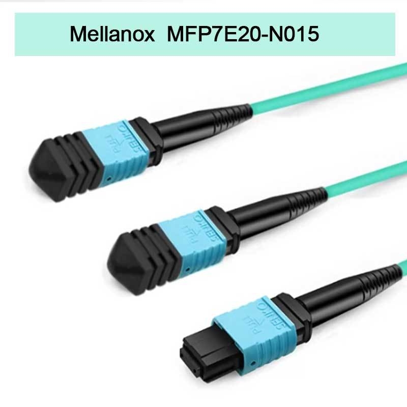 Nvidia Mellanox 100% منتجات أصلية Mfp7e20-N015 كابل الألياف السلبية، Mmf، MPO12 APC إلى 2xmpo12 APC، 15m