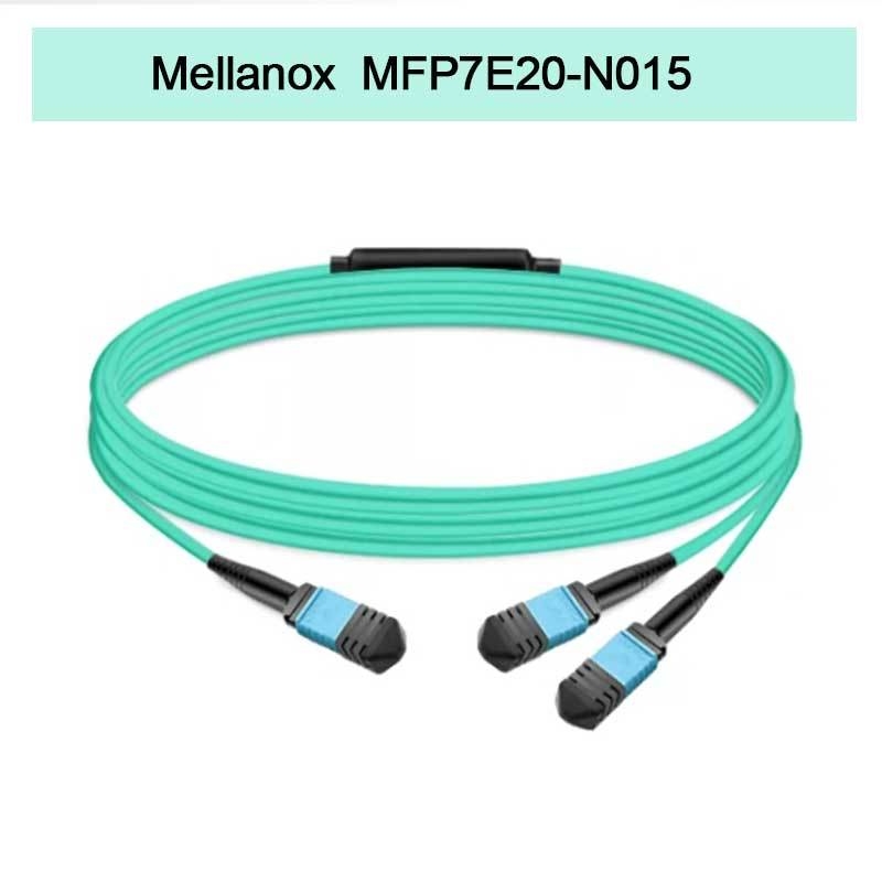 Nvidia Mellanox 100% منتجات أصلية Mfp7e20-N015 كابل الألياف السلبية، Mmf، MPO12 APC إلى 2xmpo12 APC، 15m