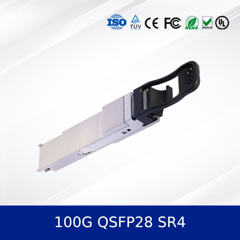 وحدة الإرسال والاستقبال الضوئية Qsfp-100g-Sr4 100gbase-Sr4 Qsfp28، 850 نانومتر، 100 متر، Dom، MPO-12، ألياف ضوئية متعددة الأوضاع