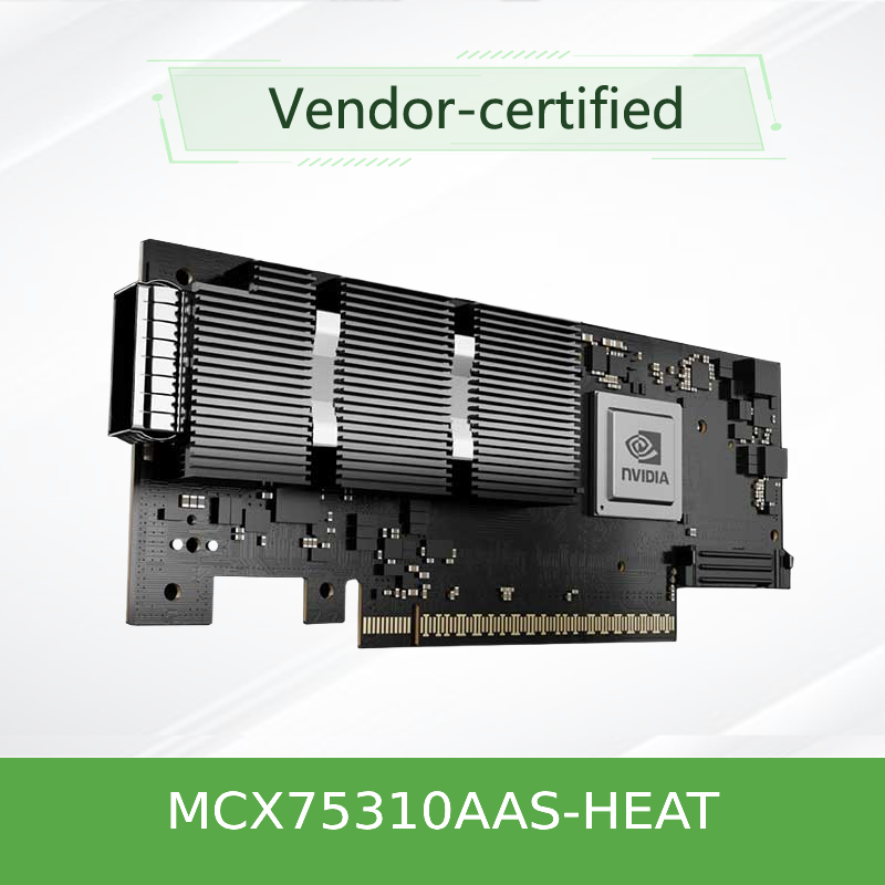 محول NVIDIA ConnectX-7 MCX75310AAS-HEAT (900-9X766-003N-ST0) منفذ واحد OSFP InfiniBand: NDR200 200 جيجابايت/ثانية (السرعة الافتراضية) إيثرنت: 200GbE PCIe X16 Gen 4.0/5.0