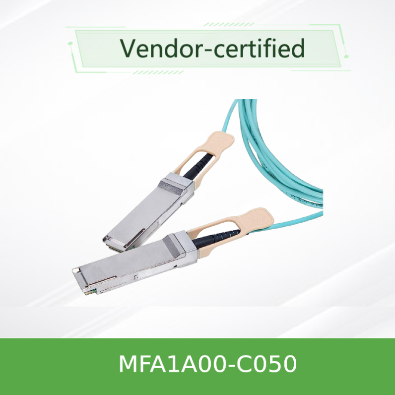 QSFP LSZH Mellanox AOC كابل بصري نشط MFA1A00-C050 100GbE 50m جديد وأصلي