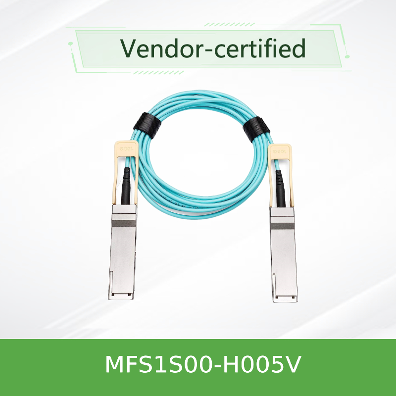 NVIDIA MFS1S00-H005V كابل بصري نشط QSFP56 بسرعة 200 جيجابت/ثانية - كابل AOC بطول 5 أمتار لـ HDR InfiniBand و 200 جيجابت إيثرنت