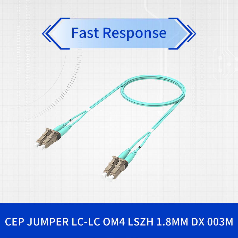 كابل توصيل ألياف ضوئية CommScope OM4 Duplex LC - 50/125 ميكرومتر متعدد الأنماط، LSZH، أكوا، 1.8 ملم