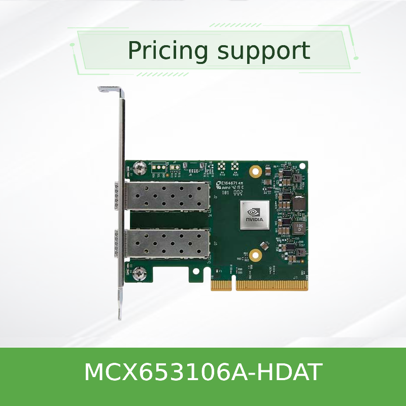 بطاقة محول NVIDIA MCX653106A-HDAT ConnectX-6 بسرعة 200 جيجابت/ثانية InfiniBand - منفذ مزدوج QSFP56، PCIe Gen 4.0 x16، ملف تعريف منخفض